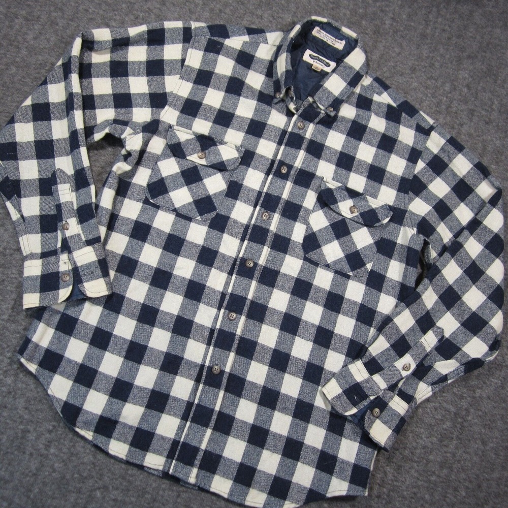 Vtg 80s Arrow Shelter Bay Shacket M Button Up Wool Lined Plaid Shirt Jacket